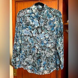 Casual Blue and Black Button Down Shirt